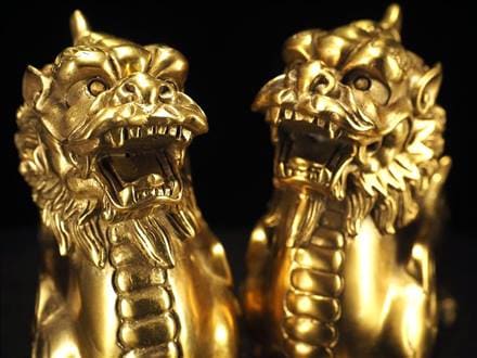 ☆雄と雌のペア販売！☆財運を高める瑞獣 ☆ゴールドカラー☆財運