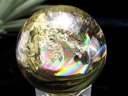 特大シトリン丸玉虹入りキラキラ  金運アップ 商売繁盛と富をもたらす幸運の石 虹入り S級 シトリン 丸玉 座付き 直径約53mm 重さ202g 透明感