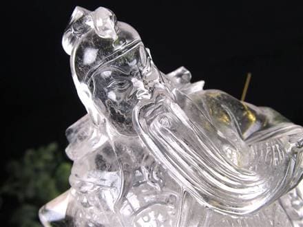 手彫彫刻 高品質高透明 天然本水晶 関羽公 財神/武神軍神/商業神 三國志 置物 手彫彫刻 高品質高透明 天然本水晶 関羽公 財神/武神軍神/商業