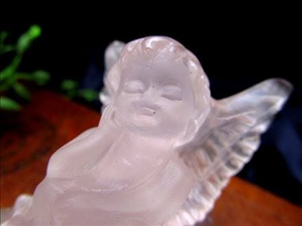 高品質【天然石】ローズクォーツ 天使 エンジェル 置物 彫物