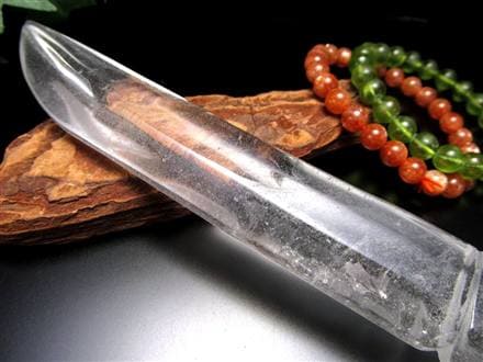 【一点物・美品】ブラジル産 天然石 手作りナイフ 全長24cm ◇早い者勝ち！限定1点のみ◇透明感際立つ美しさ◇浄化と守護の象徴