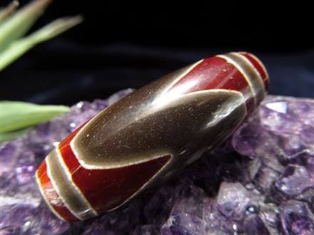希少！黒鳶赤紋四眼天珠馬蹄痕付 ◇流通量が少ない激レア品！◇最高級！馬蹄痕天珠◇黒鳶赤紋