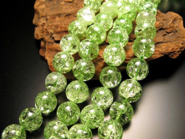 ☆一連☆染色☆グリーン(緑)カラー☆カラーレインボー水晶【爆裂水晶