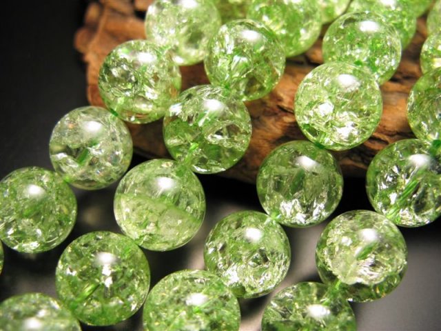 ☆一連☆染色☆グリーン(緑)カラー☆カラーレインボー水晶【爆裂水晶