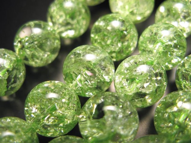☆一連☆染色☆グリーン(緑)カラー☆カラーレインボー水晶【爆裂水晶