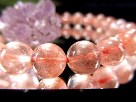 カザフスタン産ストロベリークォーツ苺＆ラリマー桜型天然石ブレスレット カザフスタン産ストロベリークォーツ苺＆ラリマー桜型天然石