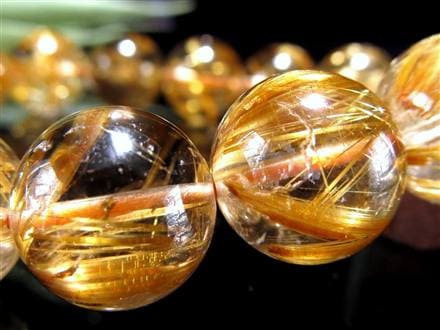 極上太針タイチンルチルクォーツ13mm18金ロンデル天然石金運仕事運高透明 ☆シックなスモーキーカラー!!☆黄金の輝き＆ルチル際立つ透明感