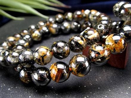 ルチル　高ランク　タイチンルチル　10mm ヘマタイト入り ◇ヘマタイト多めタイプ◇迫力満点鉄雷神ルチル◇繊細＆タイチンMIX