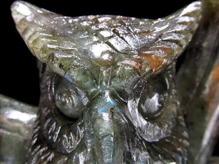 精巧彫刻 ラブラドライト フクロウ132mm 大放出価格】◇縁起物！幸運と智慧の象徴【ふくろう（不苦労
