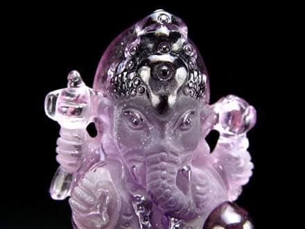 アメジスト彫刻 ガネーシャ像 アメジスト ガネーシャ 彫刻品 置物[T42-458]
