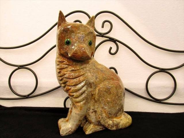 ジャスパー製ライノ サイ 天然石彫刻品 置物 ライナースレス 立体精巧