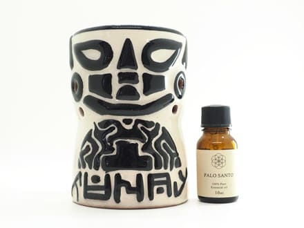 ホワイト】民族マスクモチーフ エッセンシャルオイルバーナー アロマ