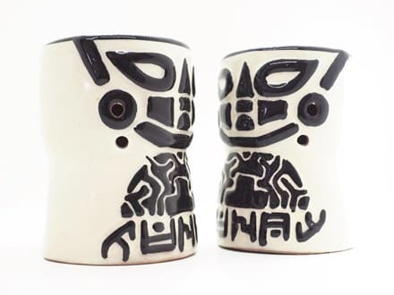 ホワイト】民族マスクモチーフ エッセンシャルオイルバーナー アロマ