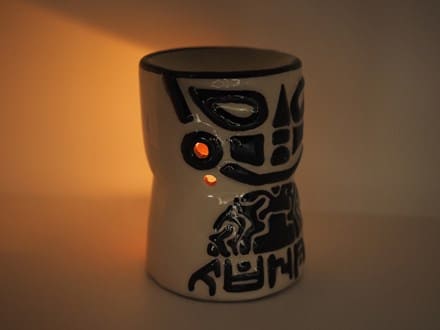 ホワイト】民族マスクモチーフ エッセンシャルオイルバーナー アロマ