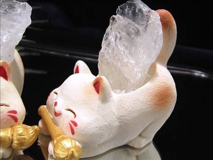 ◇笑顔が福を呼ぶ！猫陶器オブジェ◇商売繁盛や良縁！身近な福を招いて