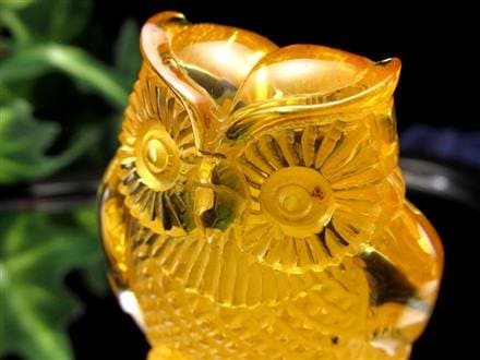 ◇限定1点！◇クリアな蜜蝋カラー◇幸運を呼び込む！ふくろう（不苦労