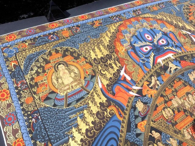 チベット密教 天国への道 曼荼羅（マンダラ）タンカ【新品・一点物】肉筆画 15 ◇現地より直送！職人による肉筆◇貴重な本物・曼荼羅（マンダラ