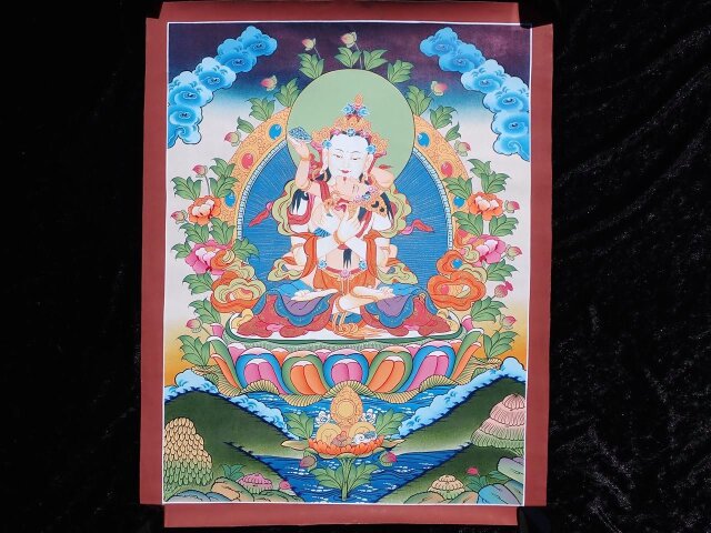 《 チベット密教　新品 》 ガネーシャ　タンカ　曼荼羅　手描き　1点物　金運 ◇貴重な本物・曼荼羅（マンダラ）◇手書きの精密画◇1点物◇チベット