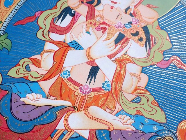 チベット密教 新品 》 ガネーシャ タンカ 曼荼羅 手描き 1点物 金運