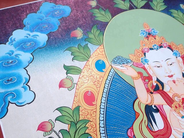 《 チベット密教　新品 》 ガネーシャ　タンカ　曼荼羅　手描き　1点物　金運 ◇貴重な本物・曼荼羅（マンダラ）◇手書きの精密画◇1点物◇チベット