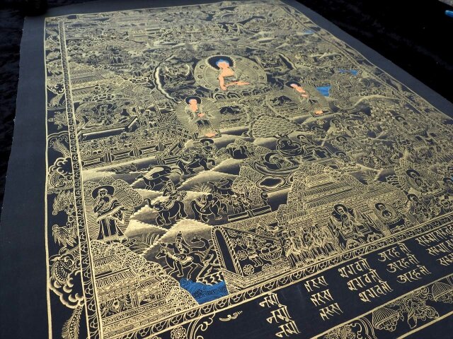 ◇現地より直送！職人による肉筆◇貴重な本物・曼荼羅（マンダラ