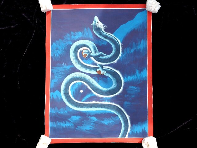 チベットタンカ　龍 チベットタンカ龍