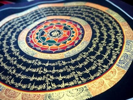 チベット仏教 曼荼羅 タンカ 肉筆コットンキャンパス手書き 僧侶・タンカ絵師による肉筆 曼荼羅 / マンダラ 精密画 / タンカ