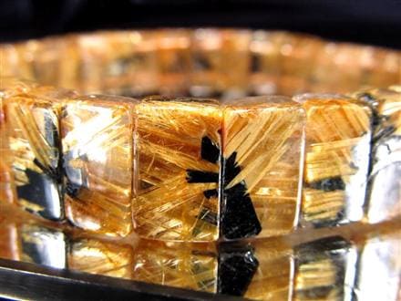 虹入り太陽放射タイチンルチルクォーツバングル プレミアム] 太陽放射ルチルクォーツ バングル 16mm #JA694