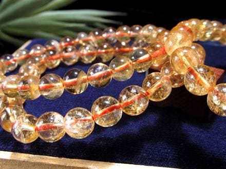 虹入り　ブレスレット　ルチルクォーツ　シトリン　高品質　ブレスレット 虹入り シトリンクォーツ 天然石数珠ブレスレット 高品質シトリン