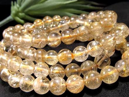 針美しさと透明度抜群　高品質　ゴールドルチルブレスレット　2 ◇お買い得価格◇程良い透明感にふんわり繊細針◇太針入りも◇金運