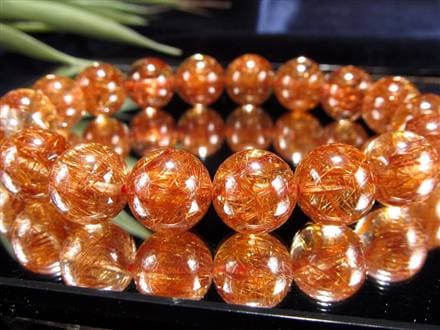 オレンジルチルクォーツ 　 ブレスレット 012 太陽の針】☆鮮烈な輝き！はじけるオレンジ針☆澄み渡る水晶☆金