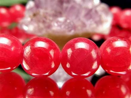 高品質ピンクロードナイト薔薇のような上品さと華やかさ 薔薇輝石 7A   8mm ◇真紅に染まる高貴な輝き◇美結晶質＆濃色レッドピンク◇薔薇の