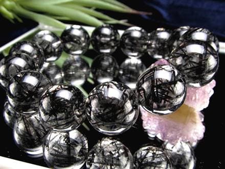 ☆最上級のクリア水晶×黒針☆存在感抜群！太針＆繊細針MIX☆最強勝ち運