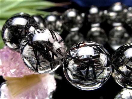 ☆最上級のクリア水晶×黒針☆存在感抜群！太針＆繊細針MIX☆最強勝ち運