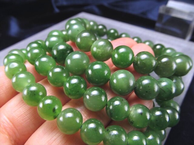 グリーンジェイド 手鏡 天然石 パワーストーン 猫 ジェイド