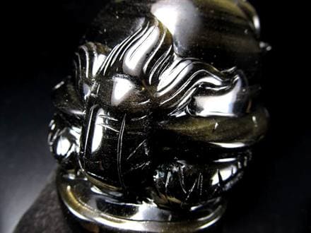♡ブラックオブシディアン♡　龍亀　ロングイ　七福神 ◇限定入荷◇艶やかに輝くゴールドシラー◇存在感あふれる巨大龍亀彫刻