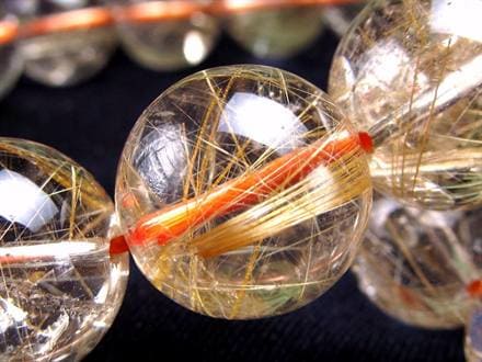 【10粒から厳選セレクト】ゴールド ルチルクォーツ 12mm 粒売り 金針水晶 ☆透明感抜群☆繊細な金針がキラキラ輝く☆クリア水晶に広がる黄金の