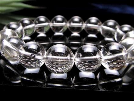 【高品質・透明感抜群】シルバールチルクォーツ 11mm (内径16cm) ☆存在感抜群の大珠サイズ！☆ウォータークリア級の高透明度☆繊細に