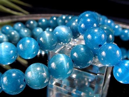 ビーズブレスレット No.63 蝶 ネオンブルーアパタイト パール