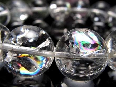 水晶透明度が高く最高品質AAAAAレインボークラック入 ☆一連☆レインボー水晶【爆裂水晶】☆
