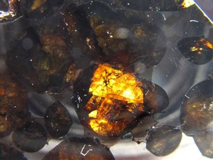 セリコ・パラサイト 隕石 原石標本 黄金色オリビン切面 × 自然外殻｜約30g ☆ 「見て美しい」数少ない隕石セリコ・パラサイト☆世界で最も美しい