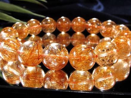 オレンジルチルブレスレット　ルチルクォーツ　7 太陽の針】☆鮮烈な輝き！はじけるオレンジ針☆澄み渡る水晶☆金