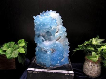 ◇豪華絢爛な龍神彫刻◇爽快感あふれるアクアブルー◇大吉開運・商売