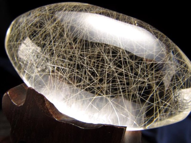 ☆超希少!!☆超透明!!☆極上金銀針水晶天珠置物☆『金銭』を