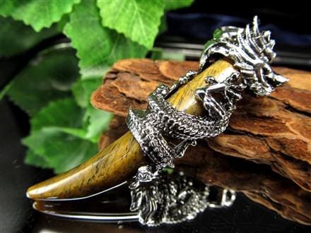 開運))((金運))龍神シルバー925ペンダントトップ((タイガーアイ))