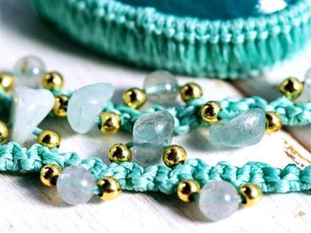 ◇人気！手編みアクセサリー◇サイズ調整可能◇良質！天然石使用