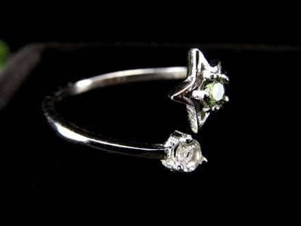 天然モルダバイト隕石のかっこいいリング ユニセックス 様 