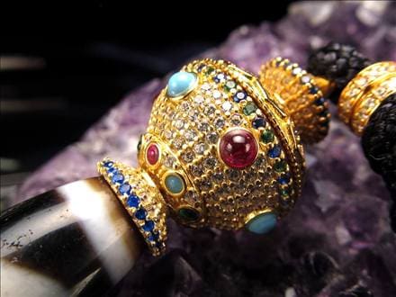 ◇天珠×密教法具◇豪華な装飾！金剛杭デザイン◇チベット密教法具