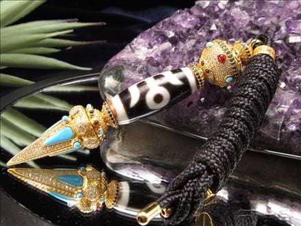 ◇天珠×密教法具◇豪華な装飾！金剛杭デザイン◇チベット密教法具