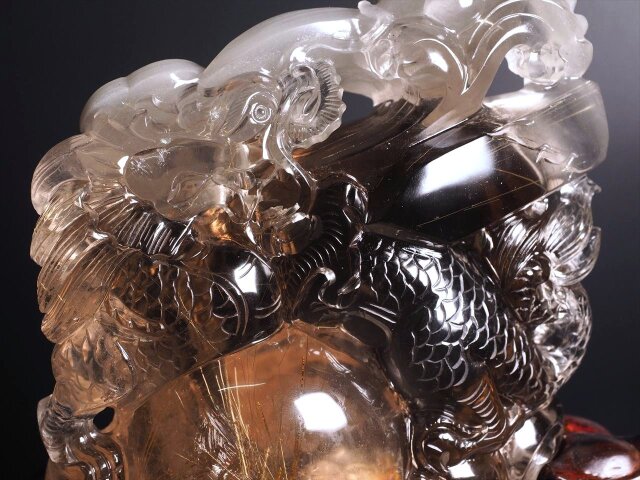 ◇至高の龍神彫刻！◇大吉開運！大きな虹＆金針の入った玉持ち